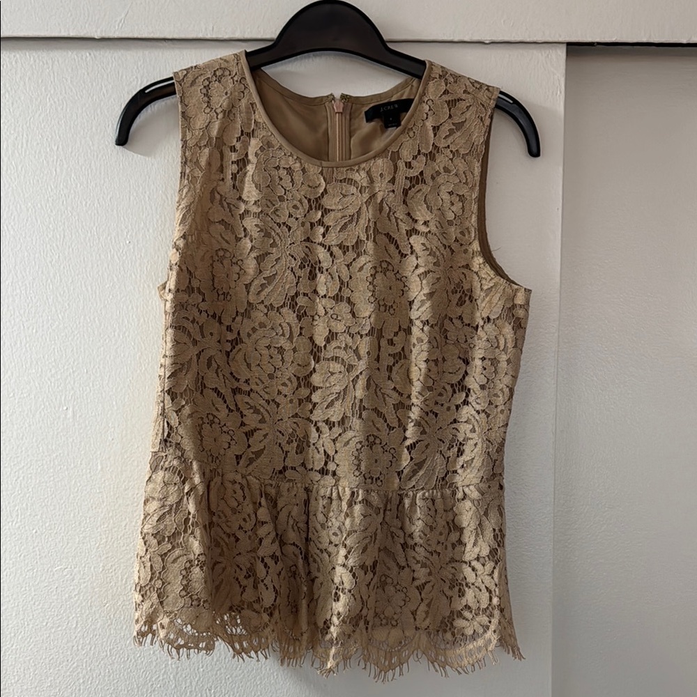 J. Crew Cream Peplum Sleeveless Blouse